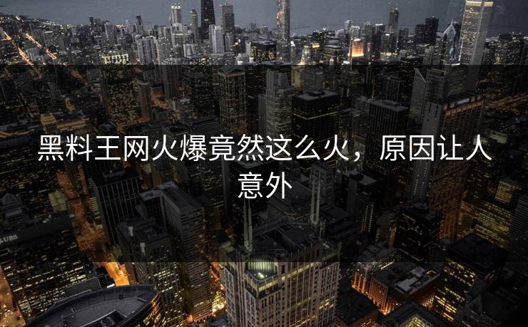黑料王网火爆竟然这么火，原因让人意外