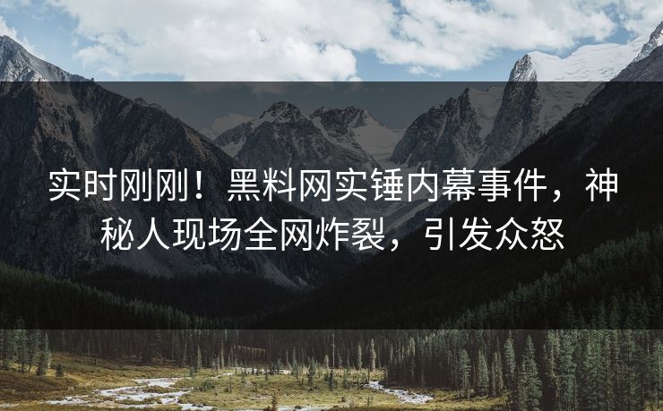 实时刚刚！黑料网实锤内幕事件，神秘人现场全网炸裂，引发众怒