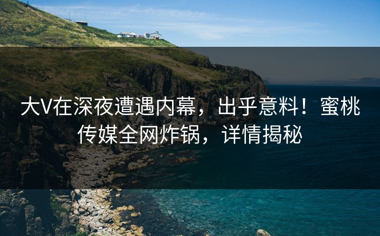 大V在深夜遭遇内幕，出乎意料！蜜桃传媒全网炸锅，详情揭秘