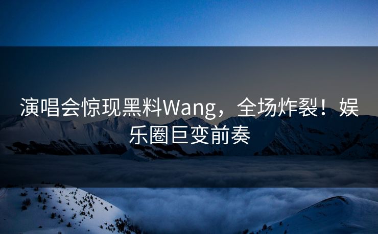 演唱会惊现黑料Wang，全场炸裂！娱乐圈巨变前奏