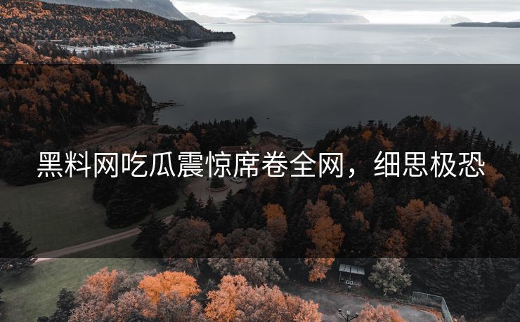 黑料网吃瓜震惊席卷全网，细思极恐