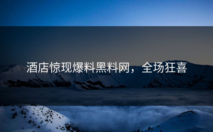 酒店惊现爆料黑料网，全场狂喜