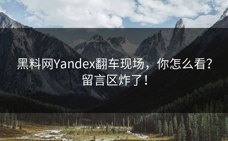 黑料网Yandex翻车现场，你怎么看？留言区炸了！