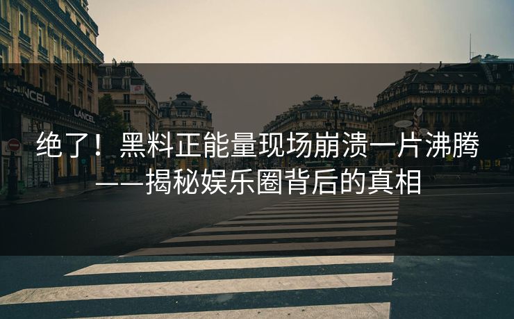 绝了!黑料正能量现场崩溃一片沸腾——揭秘娱乐圈背后的真相