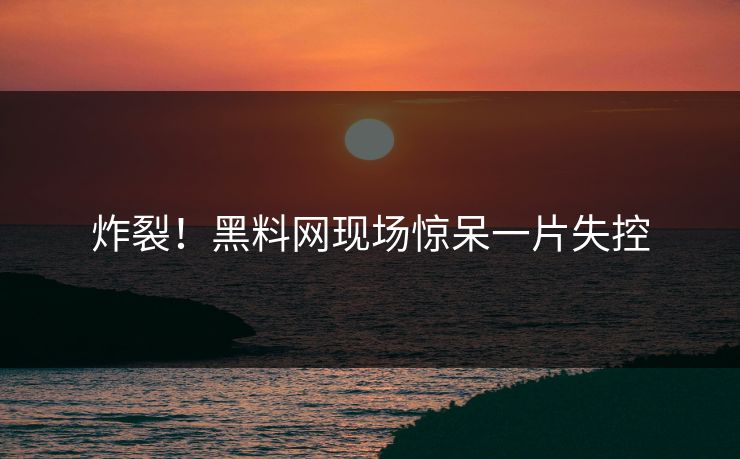炸裂！黑料网现场惊呆一片失控