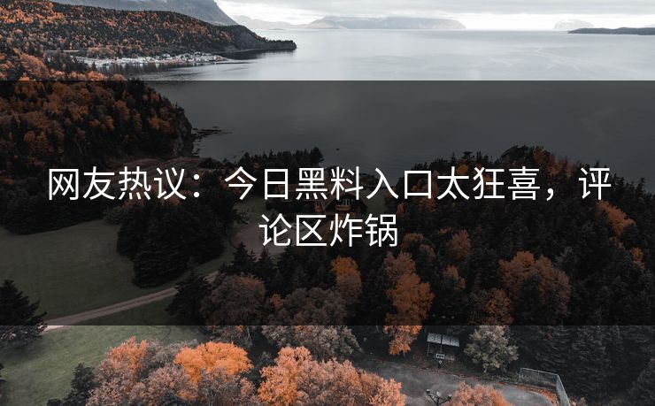 网友热议：今日黑料入口太狂喜，评论区炸锅