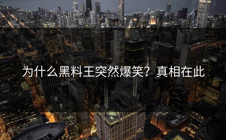 为什么黑料王突然爆笑？真相在此