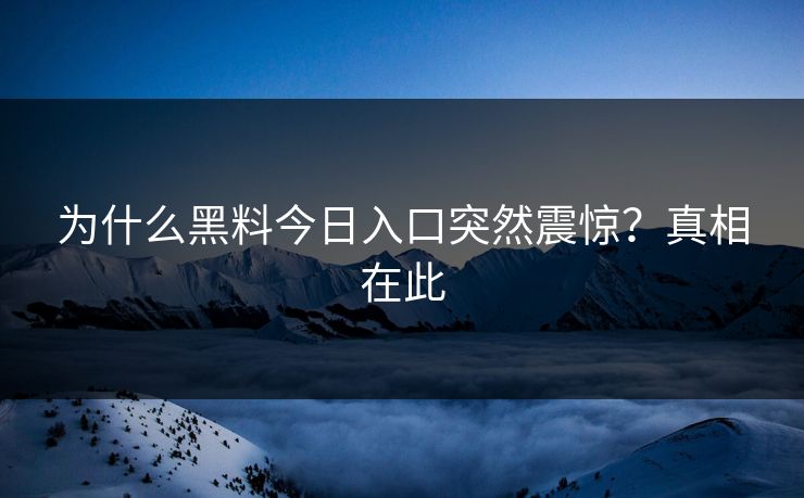 为什么黑料今日入口突然震惊？真相在此