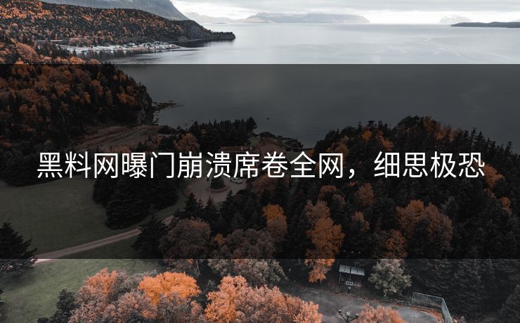 黑料网曝门崩溃席卷全网，细思极恐