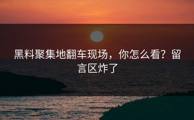 黑料聚集地翻车现场，你怎么看？留言区炸了