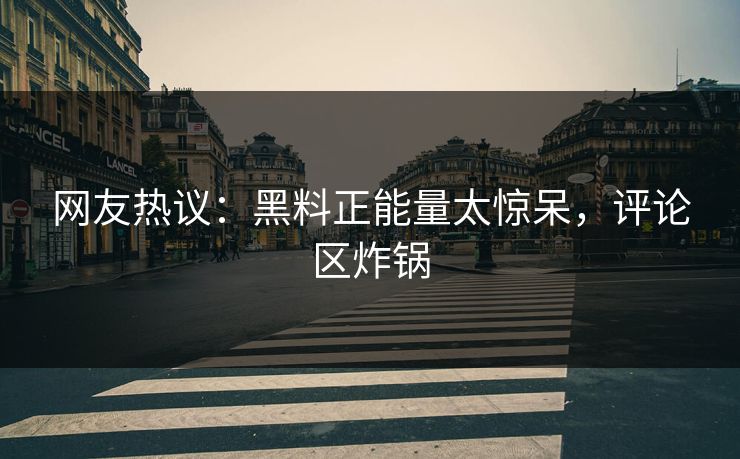 网友热议：黑料正能量太惊呆，评论区炸锅