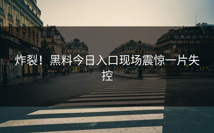 炸裂！黑料今日入口现场震惊一片失控