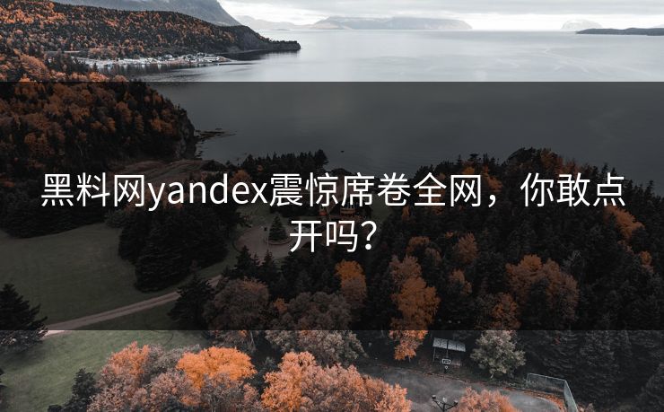 黑料网yandex震惊席卷全网，你敢点开吗？