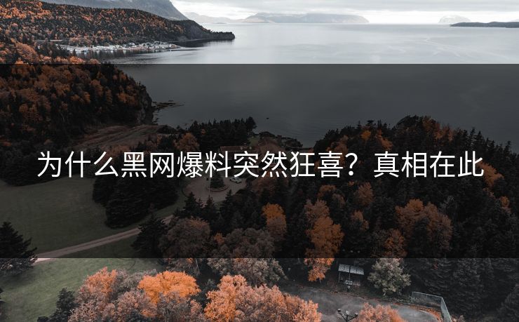 为什么黑网爆料突然狂喜？真相在此