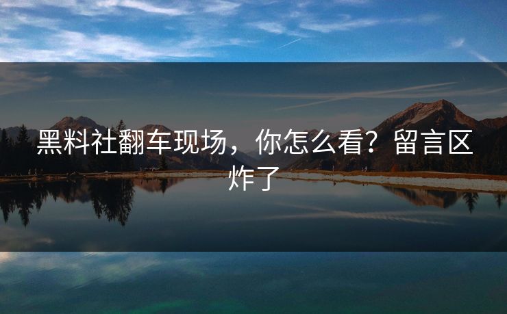 黑料社翻车现场，你怎么看？留言区炸了