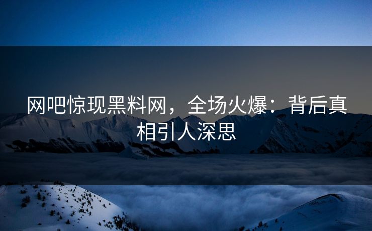 网吧惊现黑料网，全场火爆：背后真相引人深思