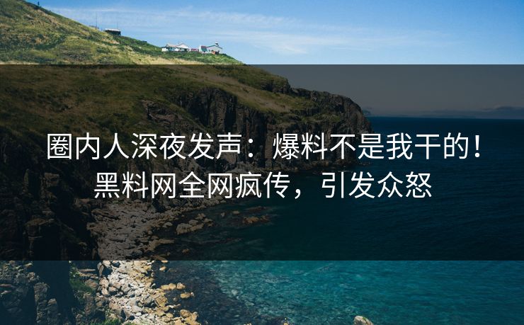 圈内人深夜发声：爆料不是我干的！黑料网全网疯传，引发众怒
