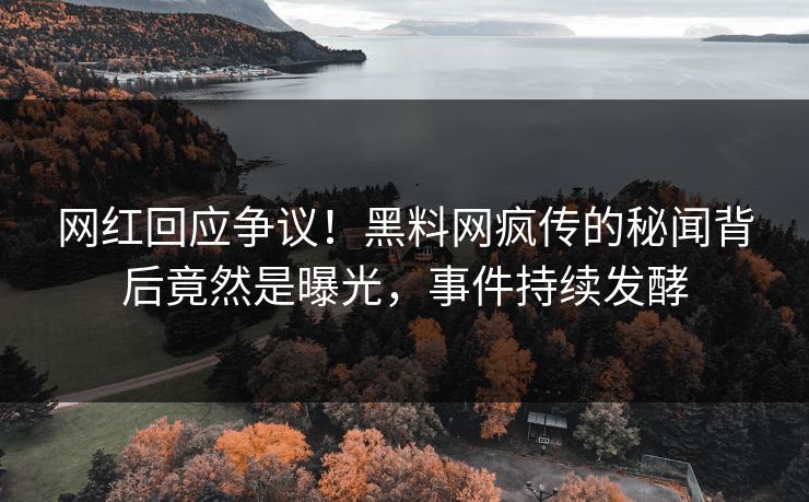 网红回应争议！黑料网疯传的秘闻背后竟然是曝光，事件持续发酵