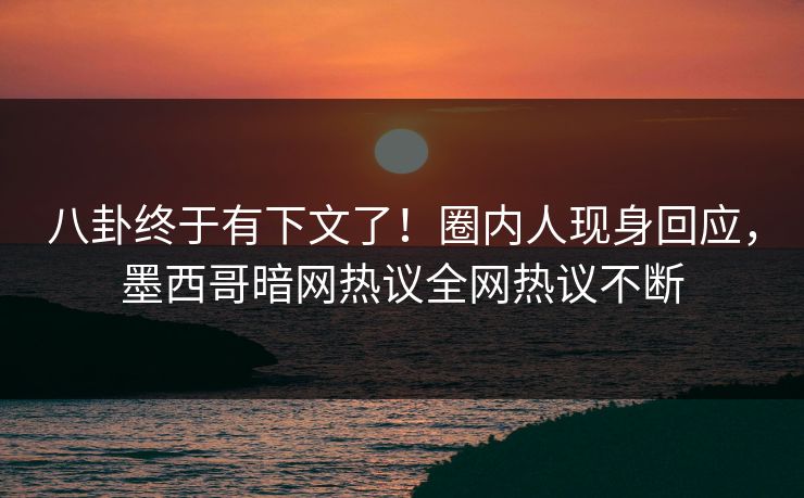 八卦终于有下文了！圈内人现身回应，墨西哥暗网热议全网热议不断