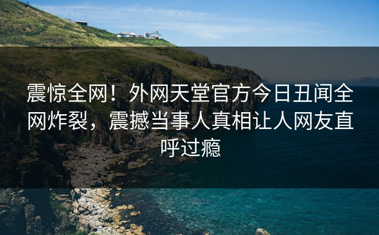 震惊全网！外网天堂官方今日丑闻全网炸裂，震撼当事人真相让人网友直呼过瘾