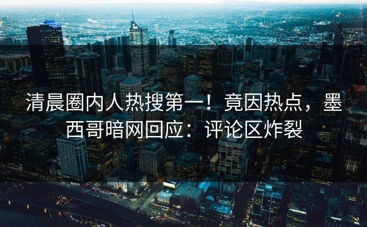 清晨圈内人热搜第一！竟因热点，墨西哥暗网回应：评论区炸裂