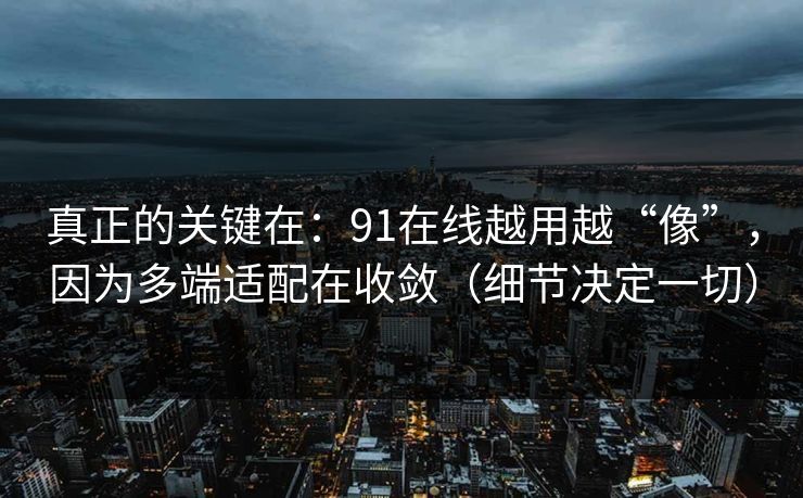 真正的关键在：91在线越用越“像”，因为多端适配在收敛（细节决定一切）