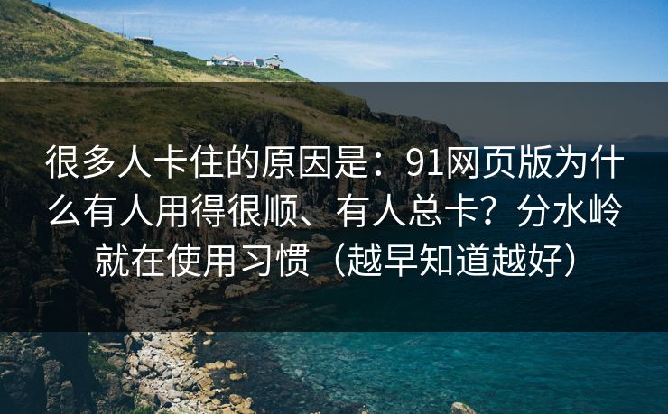 很多人卡住的原因是：91网页版为什么有人用得很顺、有人总卡？分水岭就在使用习惯（越早知道越好）